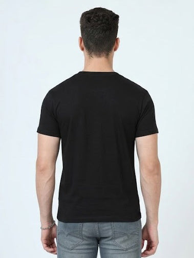 Solid V-Neck T-Shirt for Men - 100% Cotton
