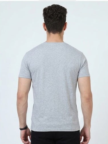 Solid V-Neck T-Shirt for Men - 100% Cotton