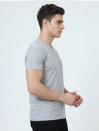 Solid V-Neck T-Shirt for Men - 100% Cotton