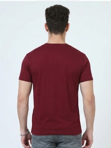 Solid V-Neck T-Shirt for Men - 100% Cotton