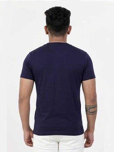 Solid V-Neck T-Shirt for Men - 100% Cotton