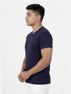 Solid V-Neck T-Shirt for Men - 100% Cotton