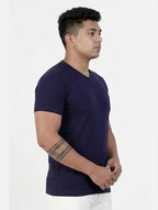 Solid V-Neck T-Shirt for Men - 100% Cotton