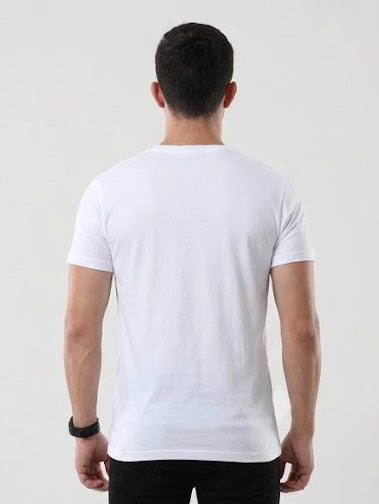 Solid V-Neck T-Shirt for Men - 100% Cotton