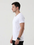 Solid V-Neck T-Shirt for Men - 100% Cotton